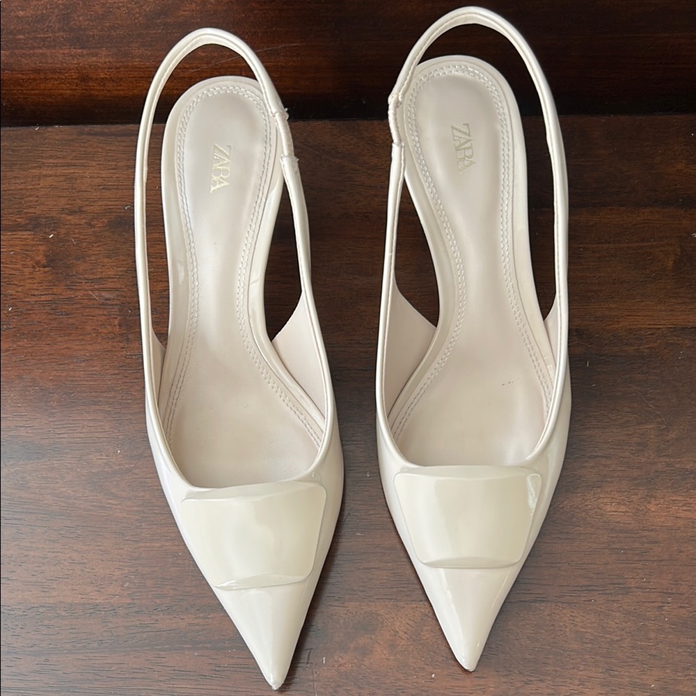 Zara Women's Cream Slingback Heels
